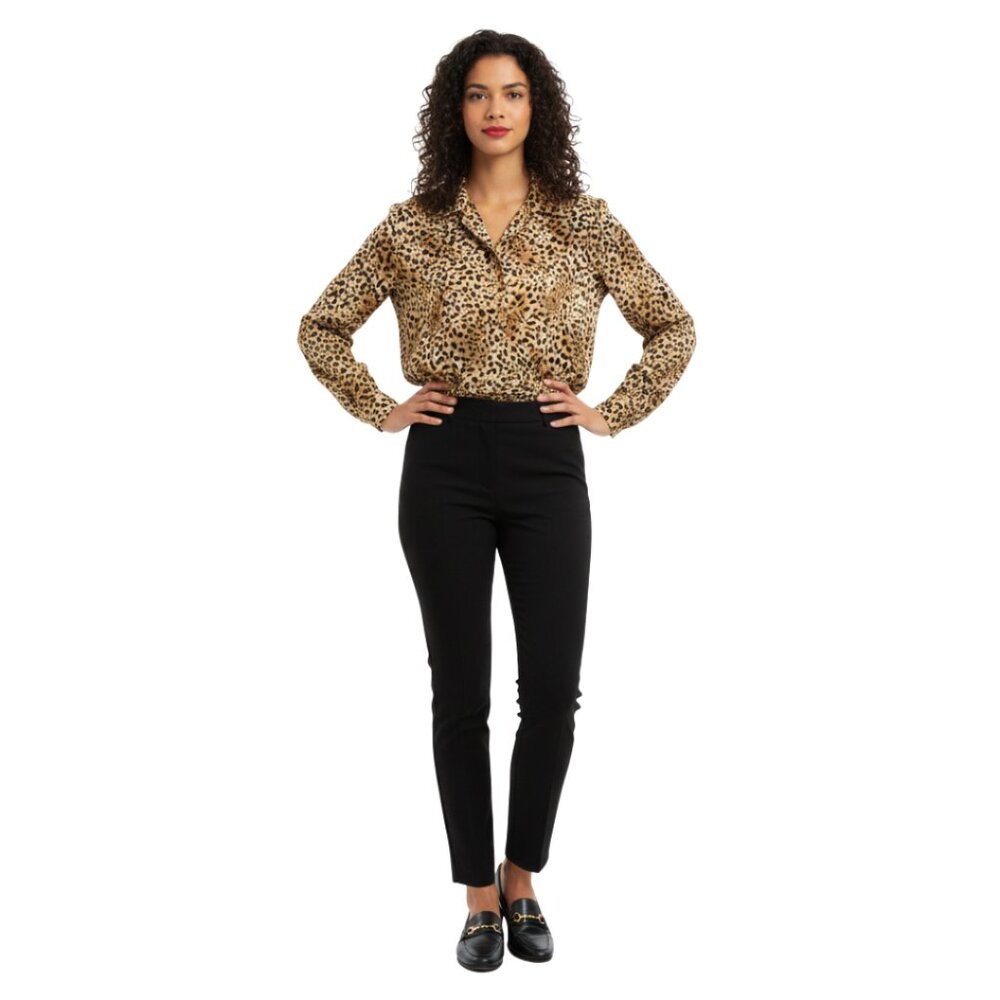 Notations Leopard Print Button-Up Blouse Women’s … - image 1